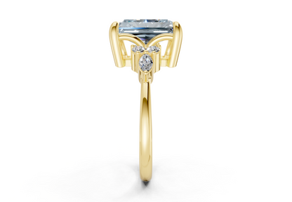 Lyra Blue Diamond Accent Radiant Cut 2mm Engagement Ring