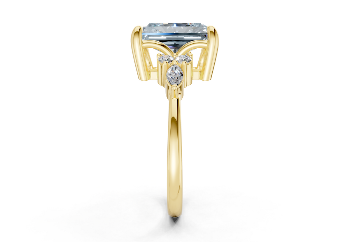 Lyra Blue Diamond Accent Radiant Cut 1.8mm Engagement Ring