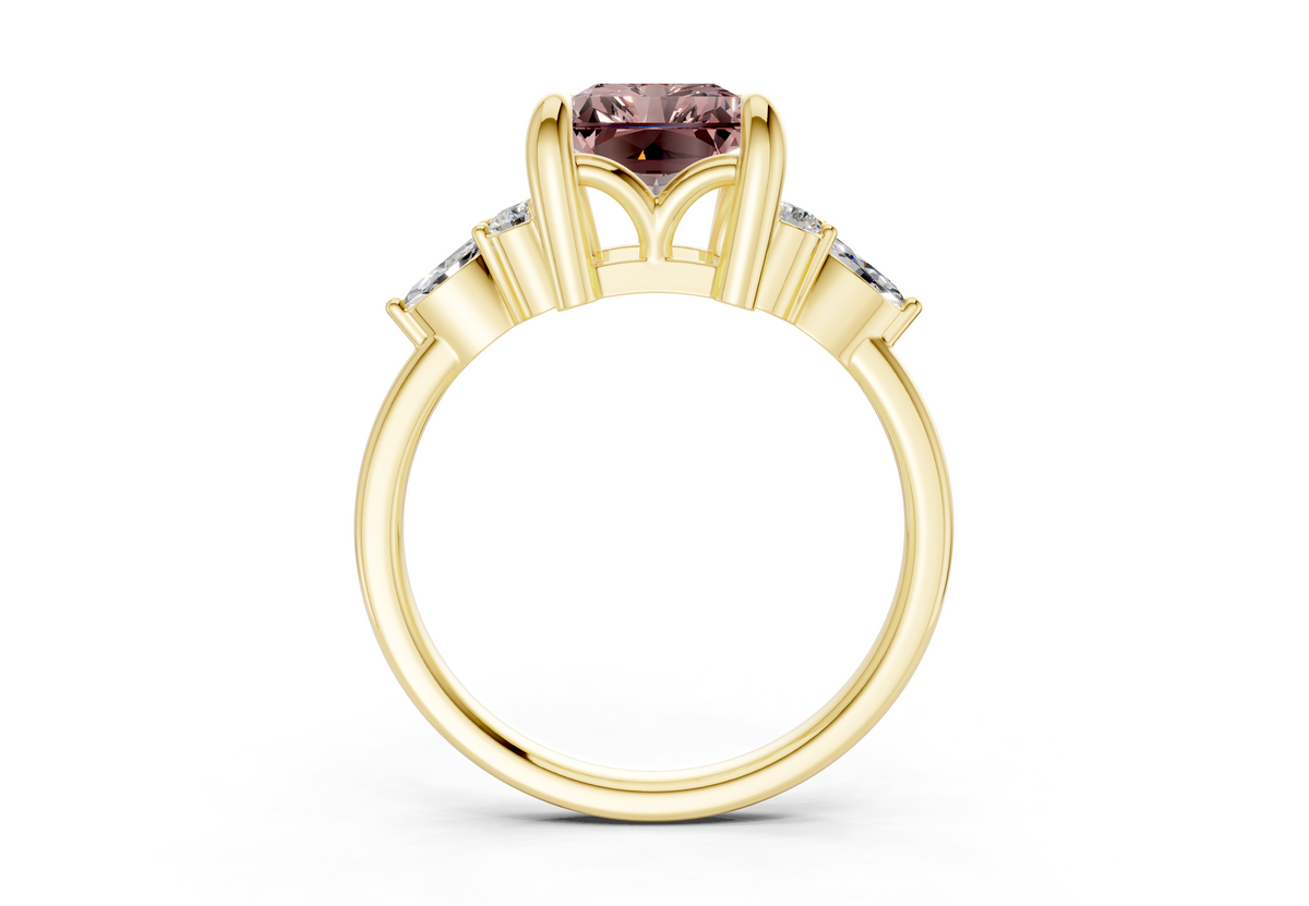 Lyra Pink Diamond Accent Radiant Cut 1.8mm Engagement Ring