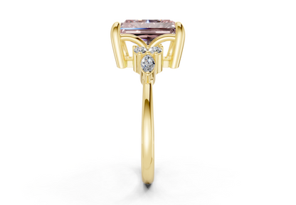 Lyra Pink Diamond Accent Radiant Cut 2mm Engagement Ring