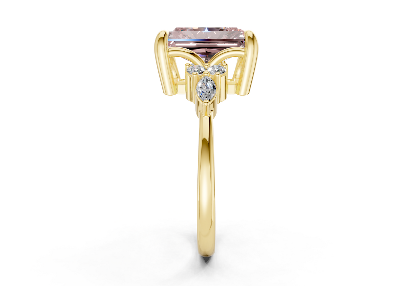 Lyra Pink Diamond Accent Radiant Cut 1.8mm Engagement Ring