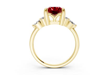 Lyra Ruby Gemstone Accent Radiant Cut 2mm Engagement Ring