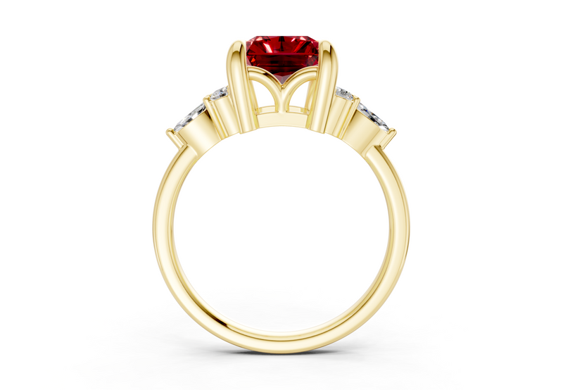 Lyra Ruby Gemstone Accent Radiant Cut 1.8mm Engagement Ring