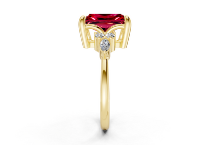 Lyra Ruby Gemstone Accent Radiant Cut 2mm Engagement Ring