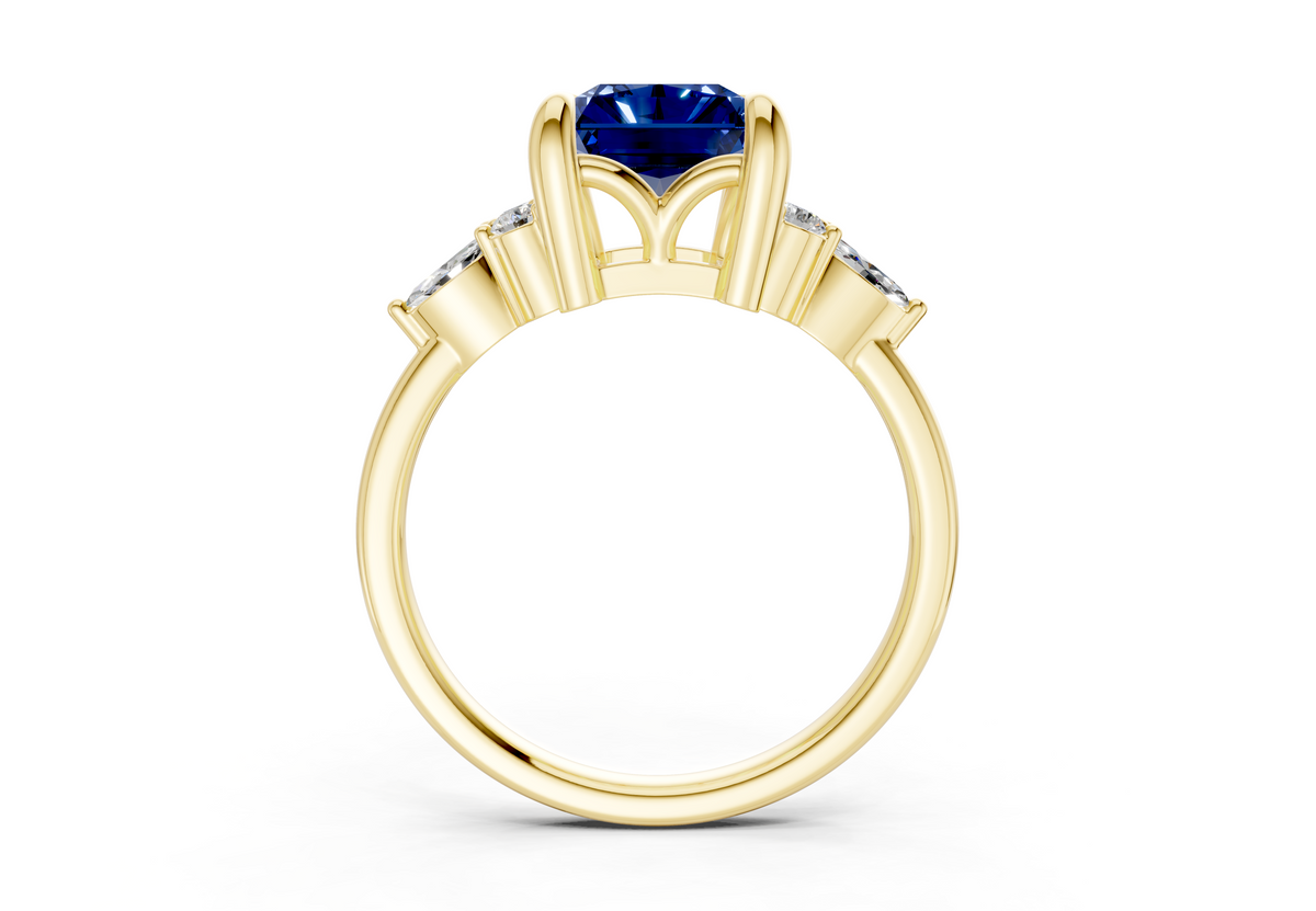 Lyra Sapphire Gemstone Accent Radiant Cut 2mm Engagement Ring