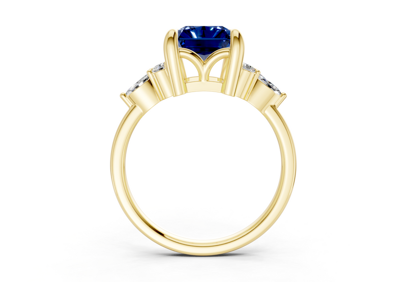 Lyra Sapphire Gemstone Accent Radiant Cut 2mm Engagement Ring