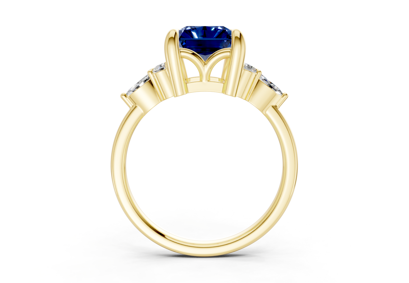 Lyra Sapphire Gemstone Accent Radiant Cut 1.8mm Engagement Ring