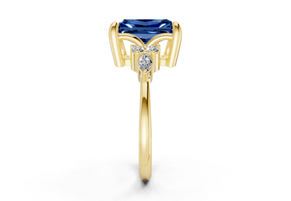 Lyra Sapphire Gemstone Accent Radiant Cut 2mm Engagement Ring