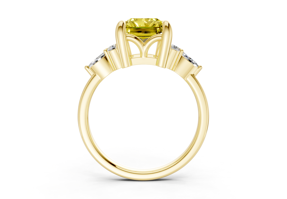 Lyra Yellow Diamond Accent Radiant Cut 1.8mm Engagement Ring