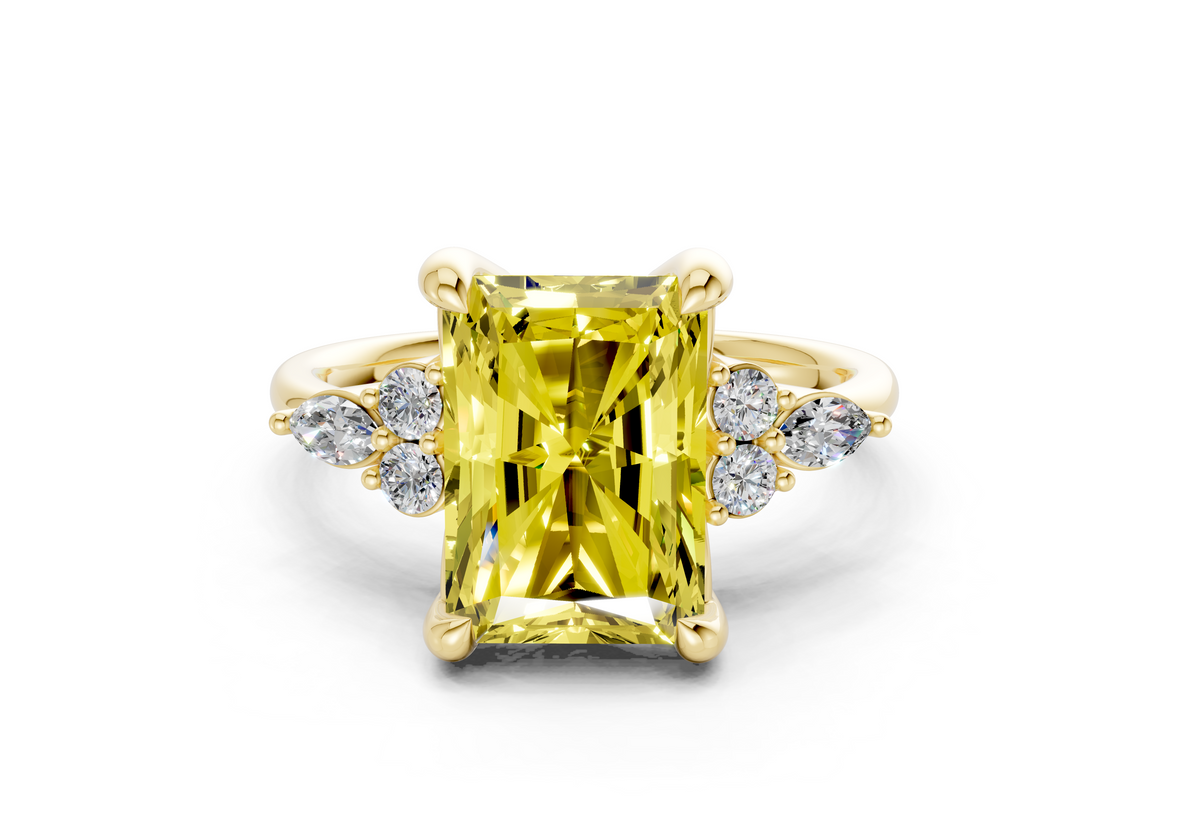 Lyra Yellow Diamond Accent Radiant Cut 2.3mm Engagement Ring