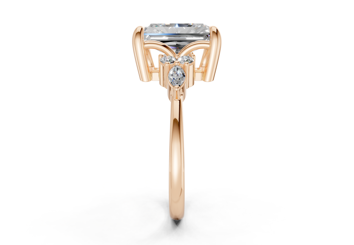 Lyra Diamond Accent Radiant Cut 2.3mm Engagement Ring