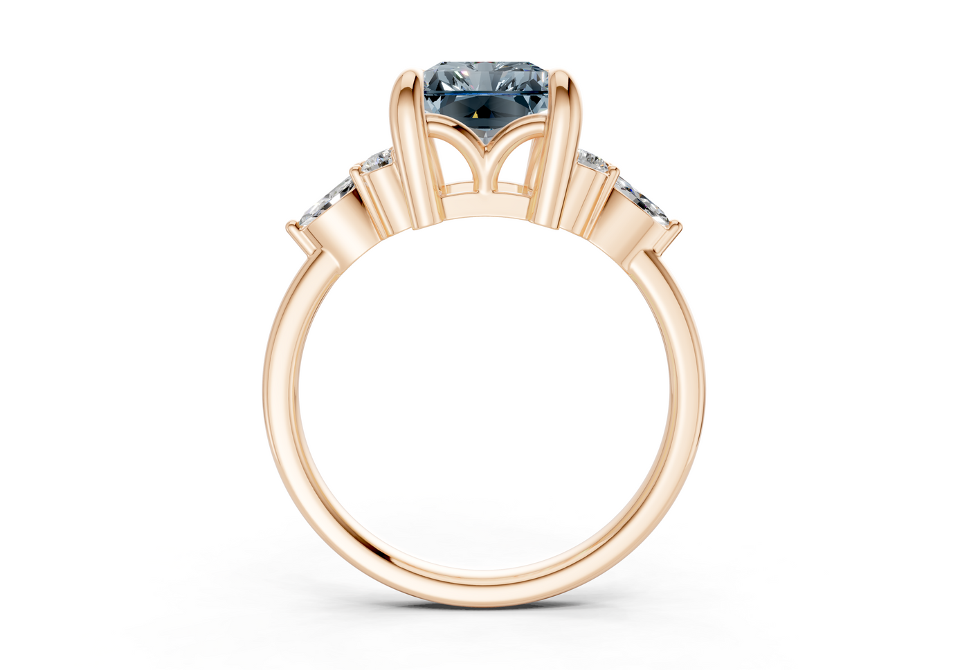 Lyra Blue Diamond Accent Radiant Cut 1.8mm Engagement Ring