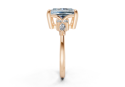 Lyra Blue Diamond Accent Radiant Cut 2mm Engagement Ring