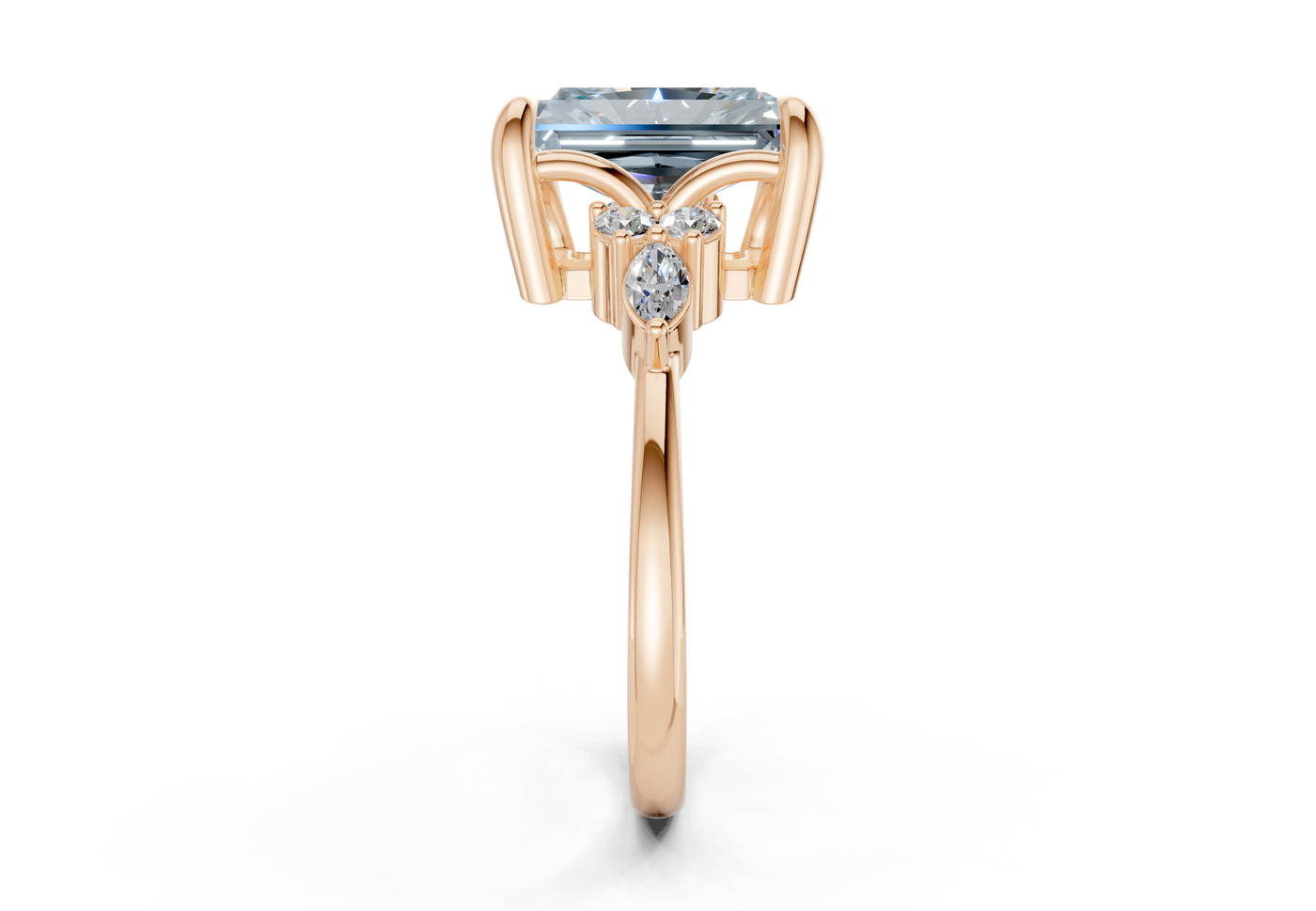 Lyra Blue Diamond Accent Radiant Cut 1.8mm Engagement Ring