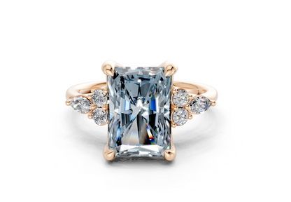 Lyra Blue Diamond Accent Radiant Cut 2.3mm Engagement Ring