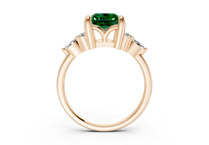 Lyra Emerald Gemstone Accent Radiant Cut 2.3mm Engagement Ring