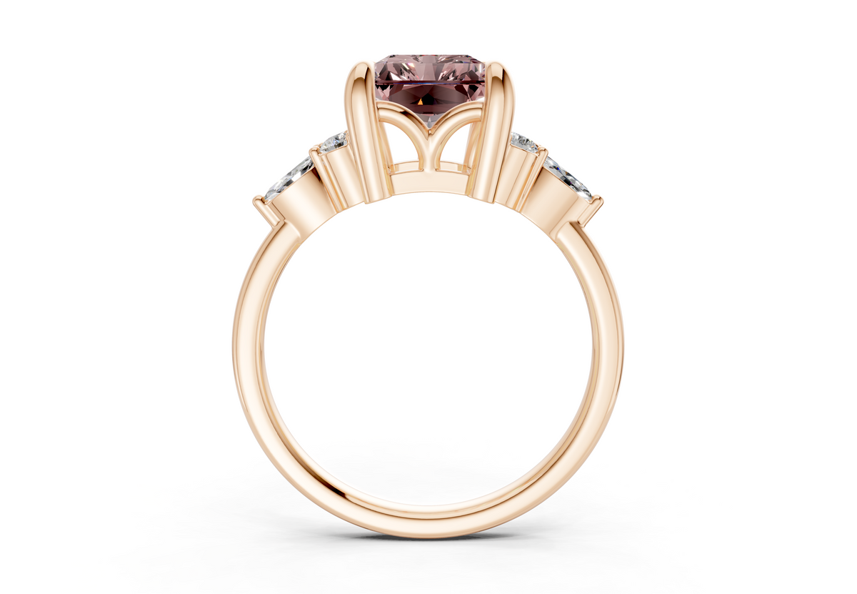 Lyra Pink Diamond Accent Radiant Cut 1.8mm Engagement Ring