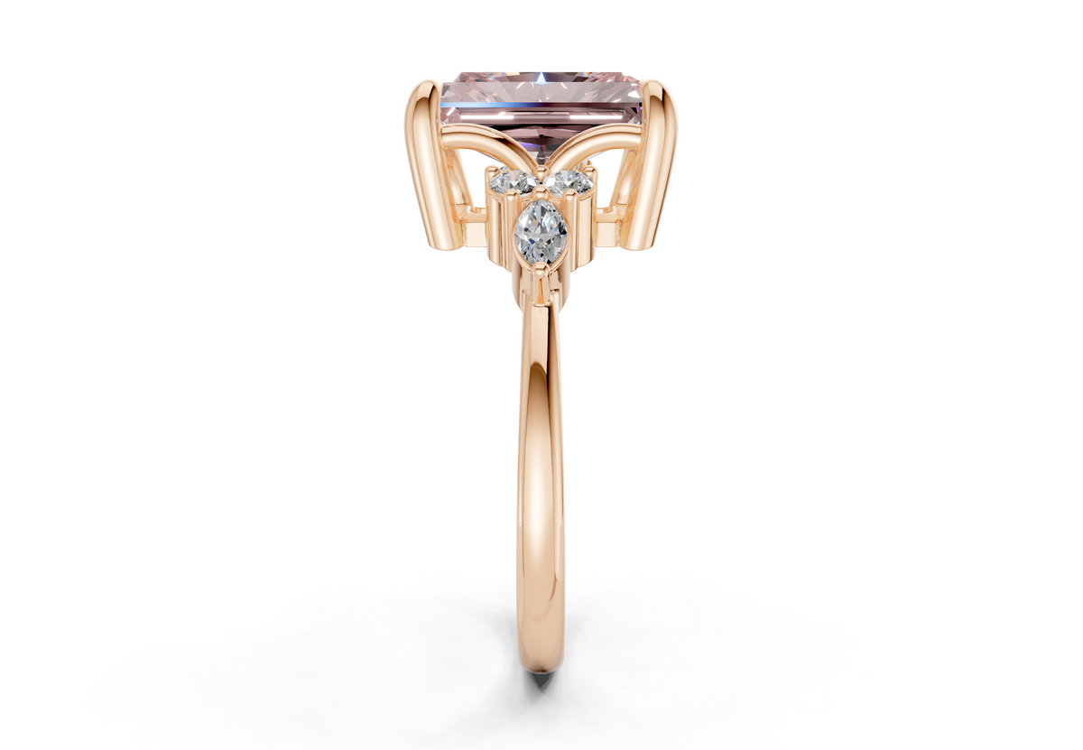 Lyra Pink Diamond Accent Radiant Cut 1.8mm Engagement Ring