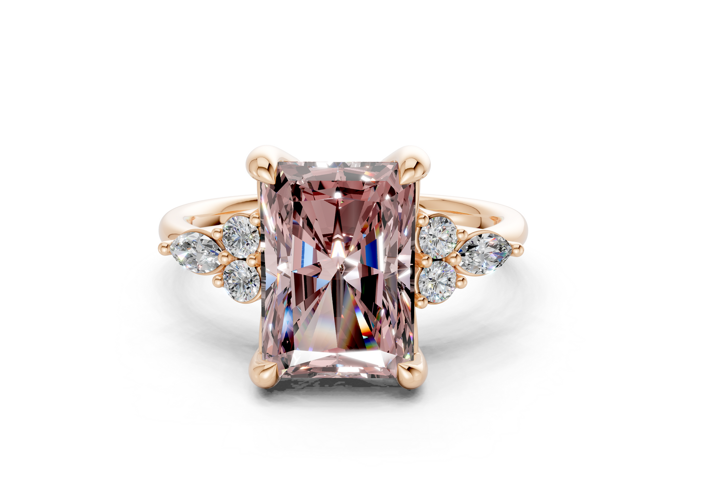 Lyra Pink Diamond Accent Radiant Cut 2mm Engagement Ring