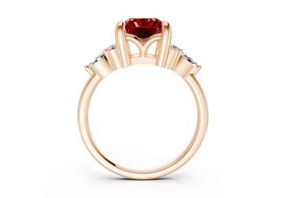 Lyra Ruby Gemstone Accent Radiant Cut 2mm Engagement Ring