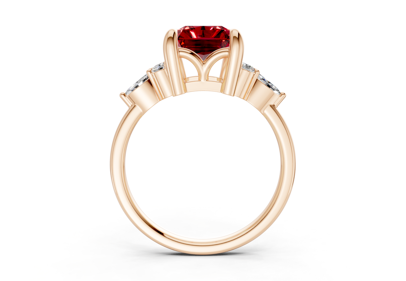 Lyra Ruby Gemstone Accent Radiant Cut 2.3mm Engagement Ring