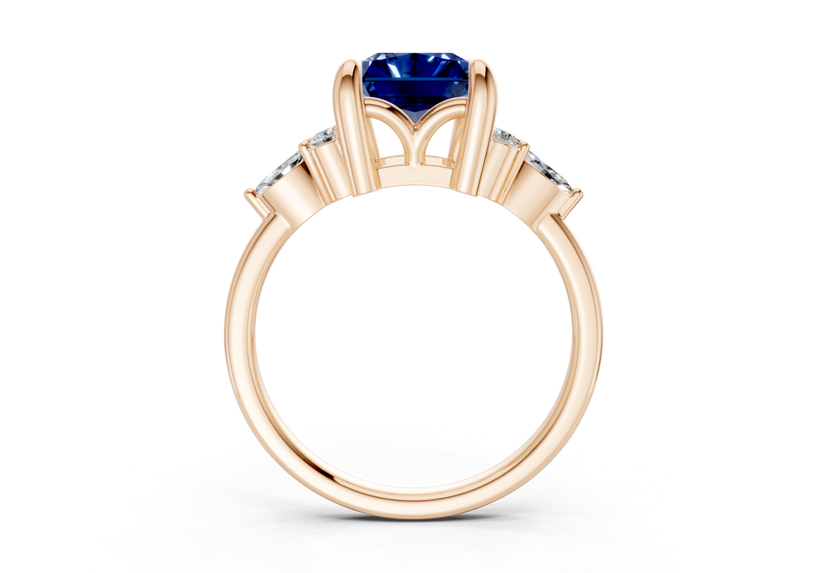 Lyra Sapphire Gemstone Accent Radiant Cut 2.3mm Engagement Ring