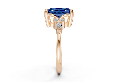 Lyra Sapphire Gemstone Accent Radiant Cut 2mm Engagement Ring