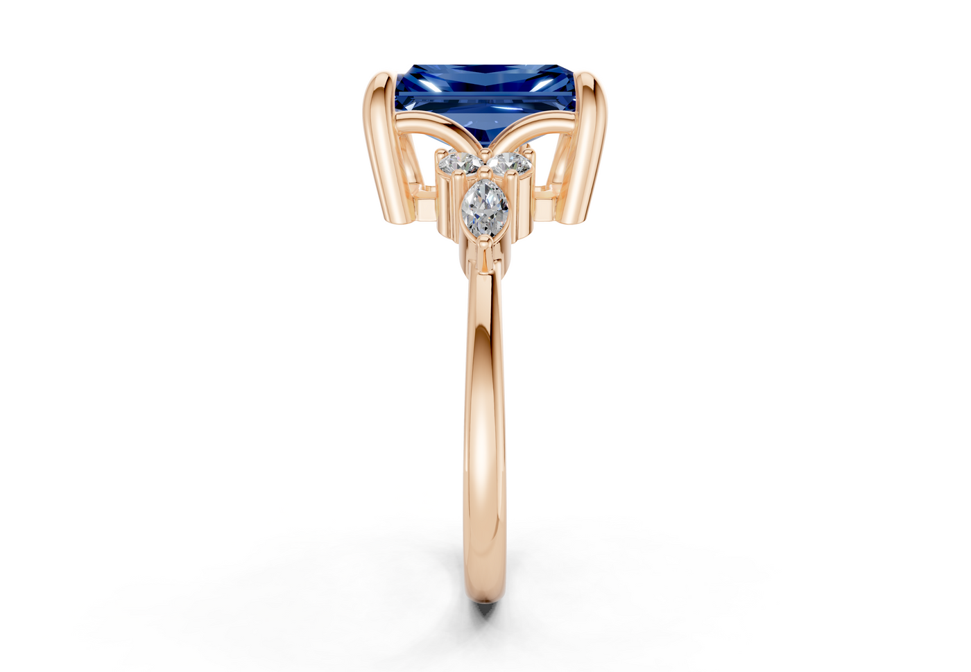 Lyra Sapphire Gemstone Accent Radiant Cut 2.3mm Engagement Ring