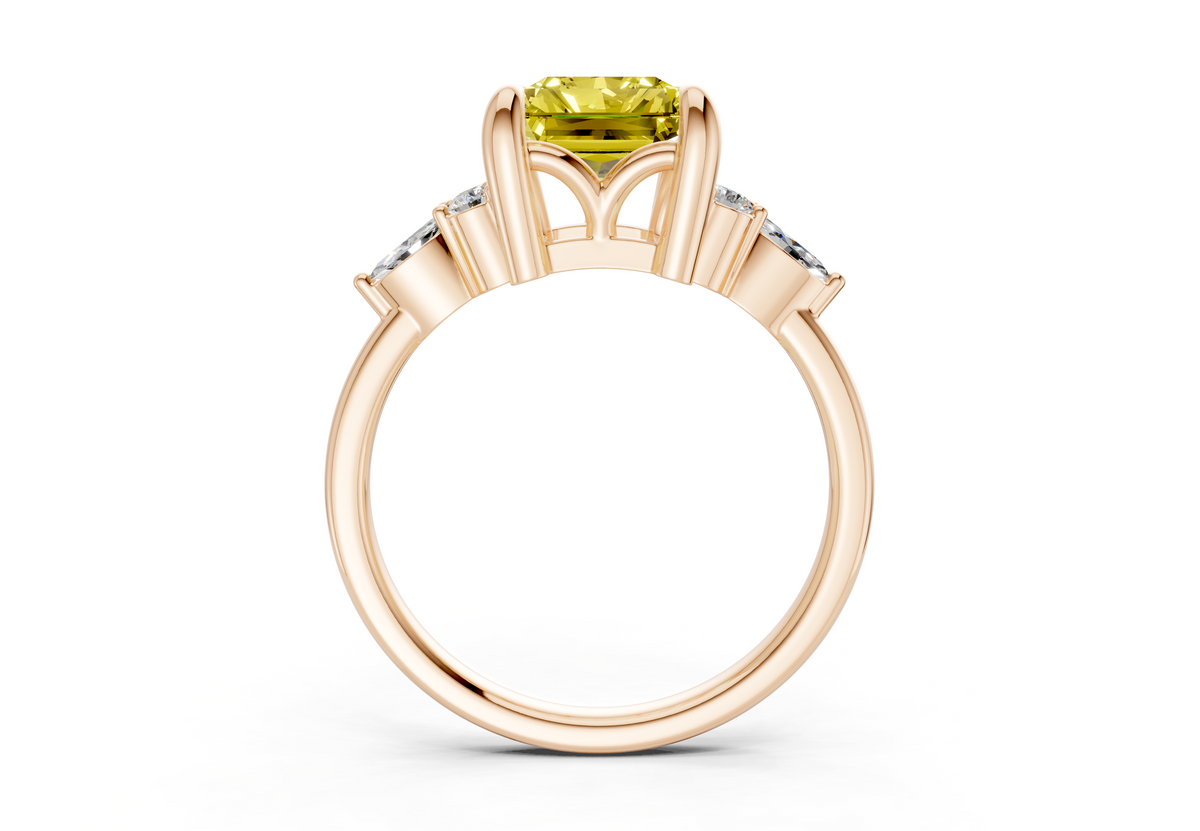 Lyra Yellow Diamond Accent Radiant Cut 2.3mm Engagement Ring