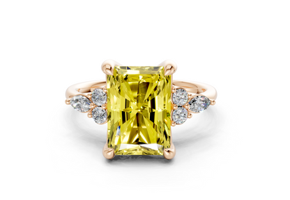 Lyra Yellow Diamond Accent Radiant Cut 2mm Engagement Ring