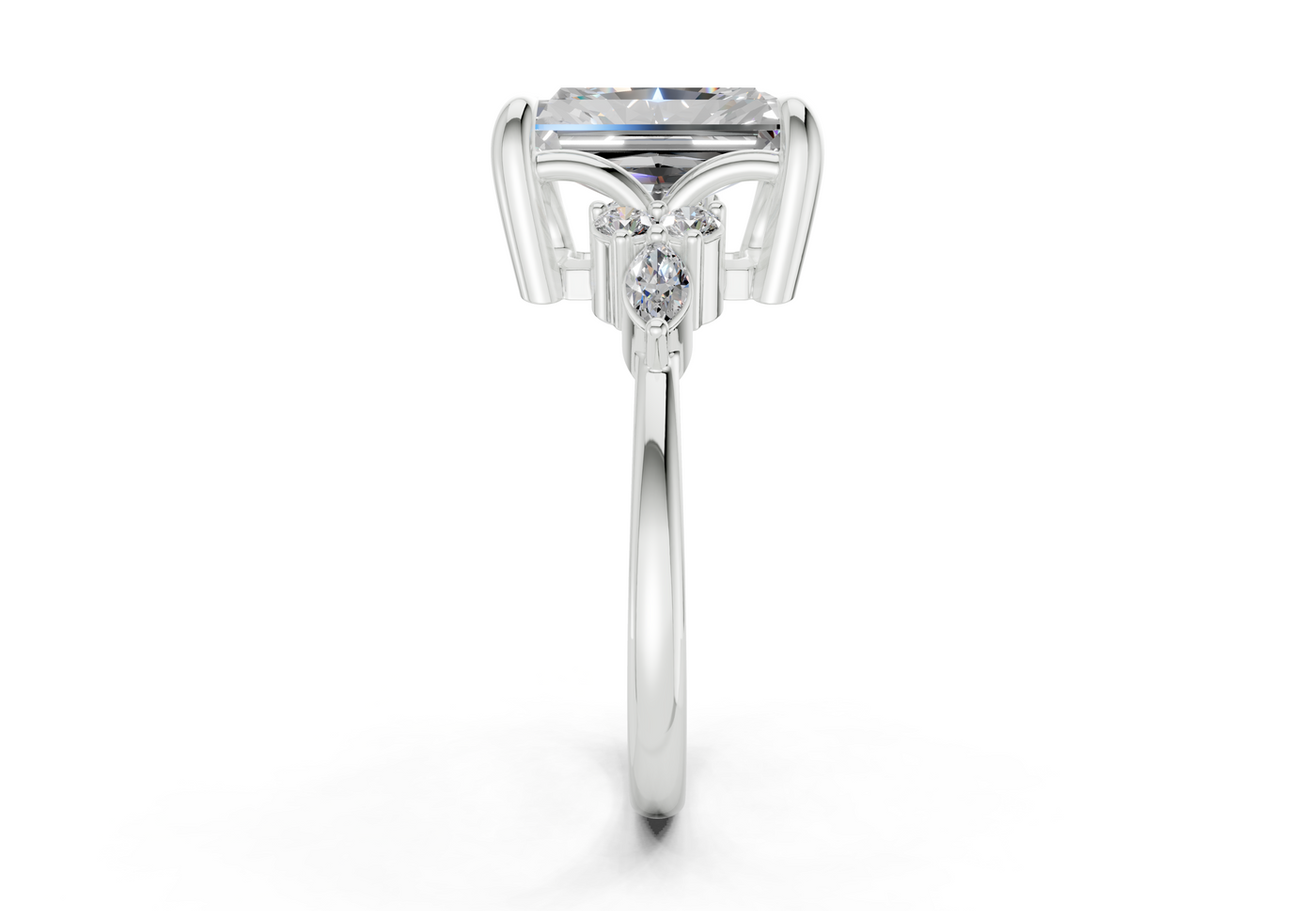 Lyra Diamond Accent Radiant Cut 1.8mm Engagement Ring