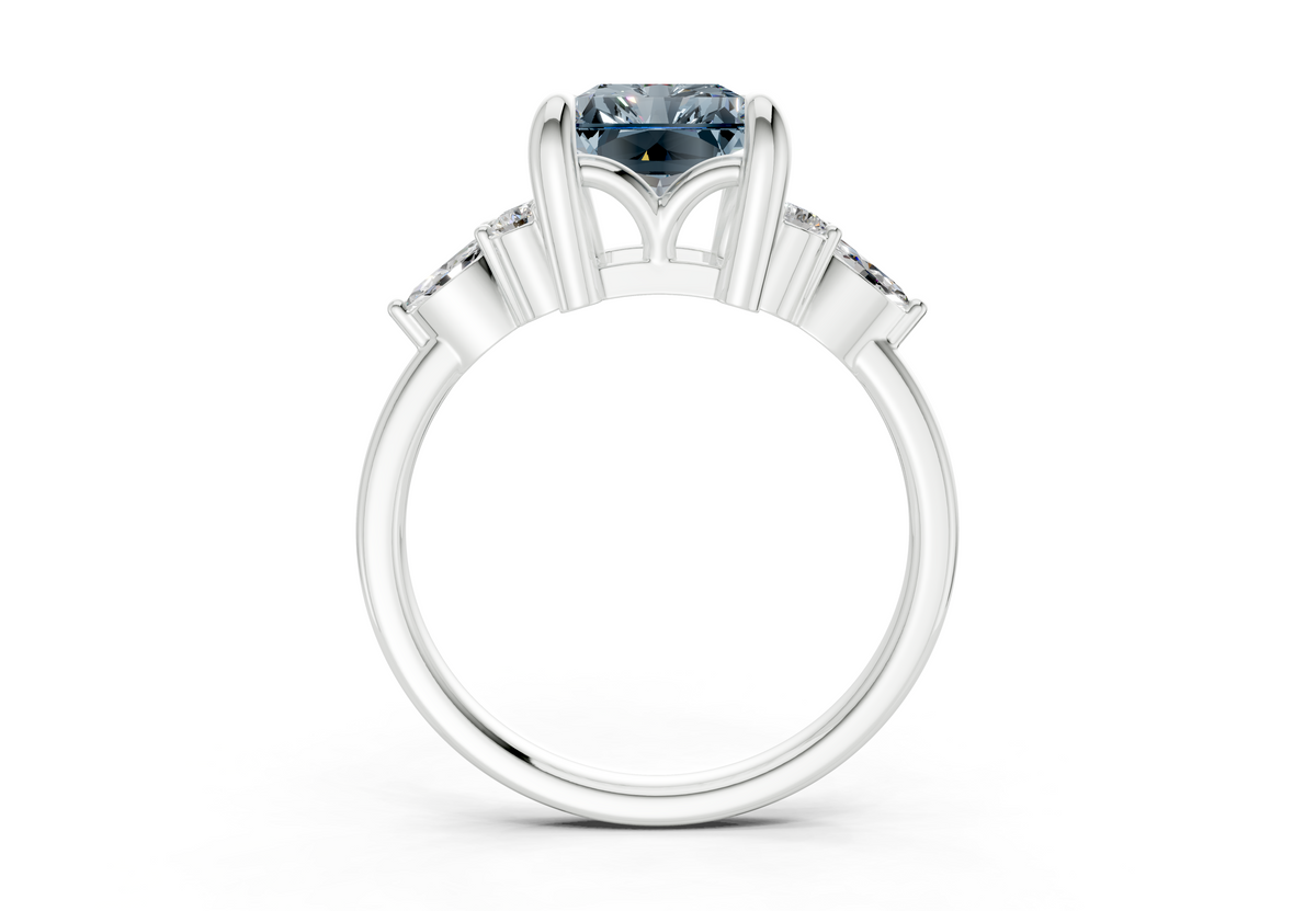 Lyra Blue Diamond Accent Radiant Cut 1.8mm Engagement Ring