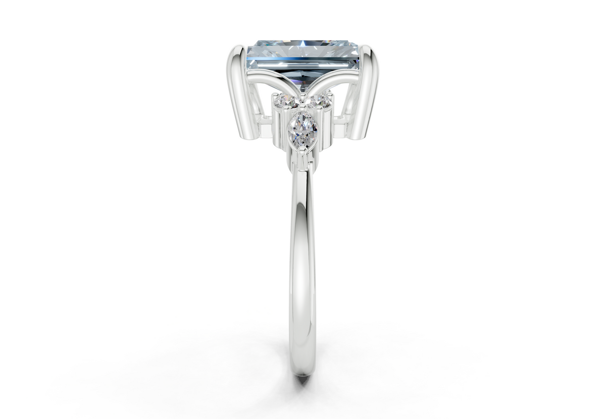 Lyra Blue Diamond Accent Radiant Cut 2.3mm Engagement Ring
