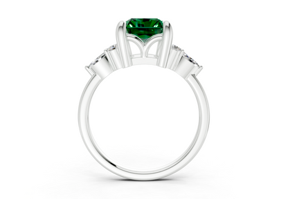 Lyra Emerald Gemstone Accent Radiant Cut 2mm Engagement Ring