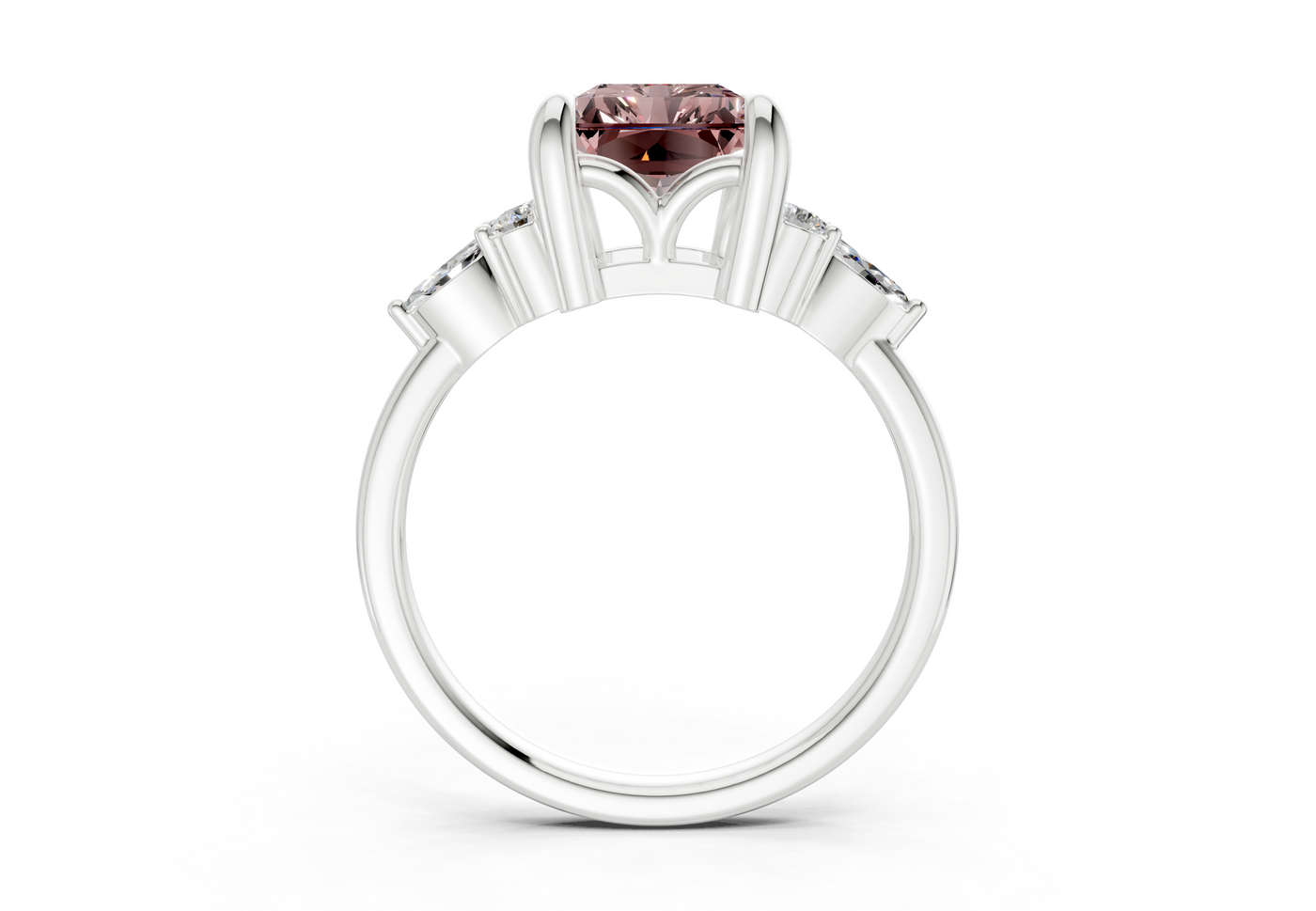Lyra Pink Diamond Accent Radiant Cut 2.3mm Engagement Ring