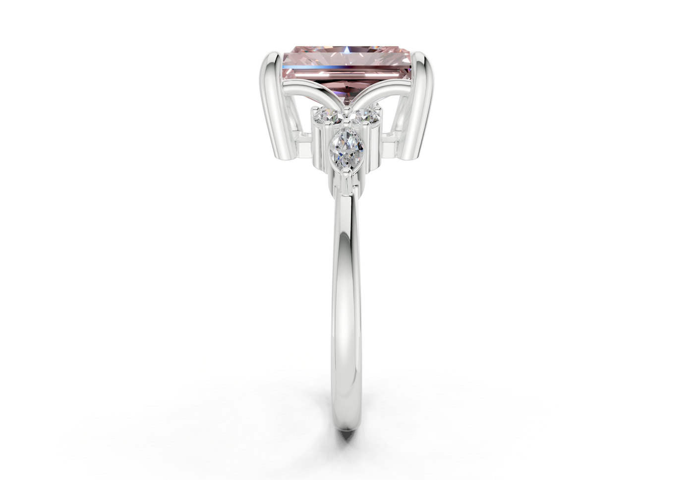Lyra Pink Diamond Accent Radiant Cut 1.8mm Engagement Ring