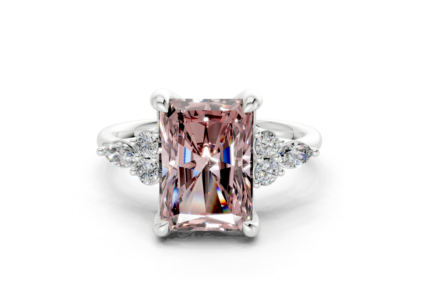 Lyra Pink Diamond Accent Radiant Cut 2mm Engagement Ring