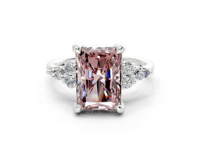 Lyra Pink Diamond Accent Radiant Cut 2mm Engagement Ring