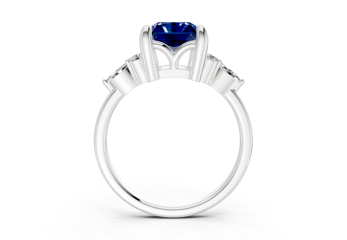 Lyra Sapphire Gemstone Accent Radiant Cut 2.3mm Engagement Ring