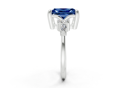 Lyra Sapphire Gemstone Accent Radiant Cut 2mm Engagement Ring