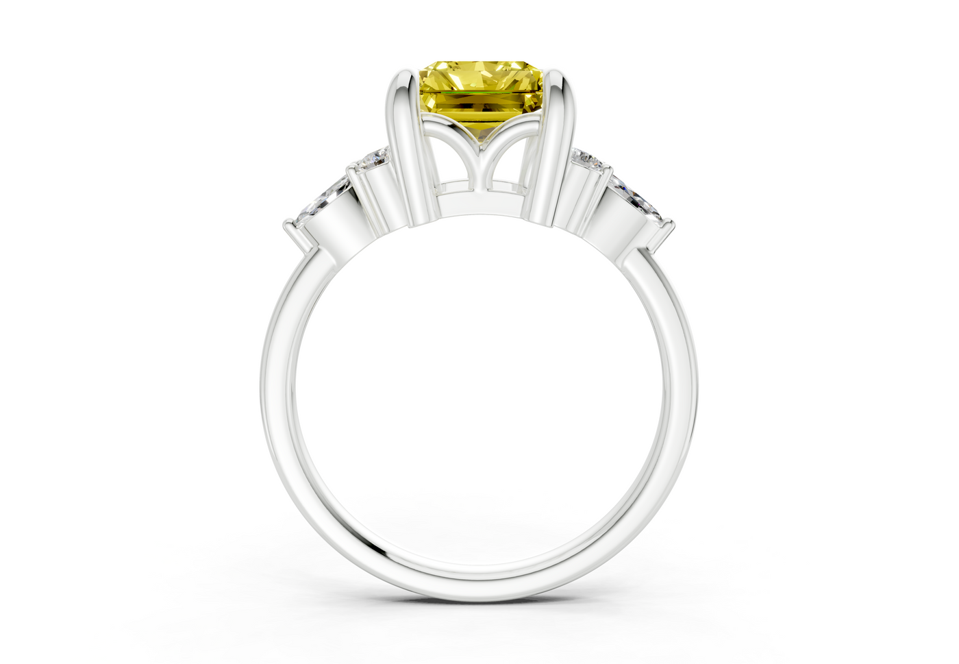 Lyra Yellow Diamond Accent Radiant Cut 1.8mm Engagement Ring