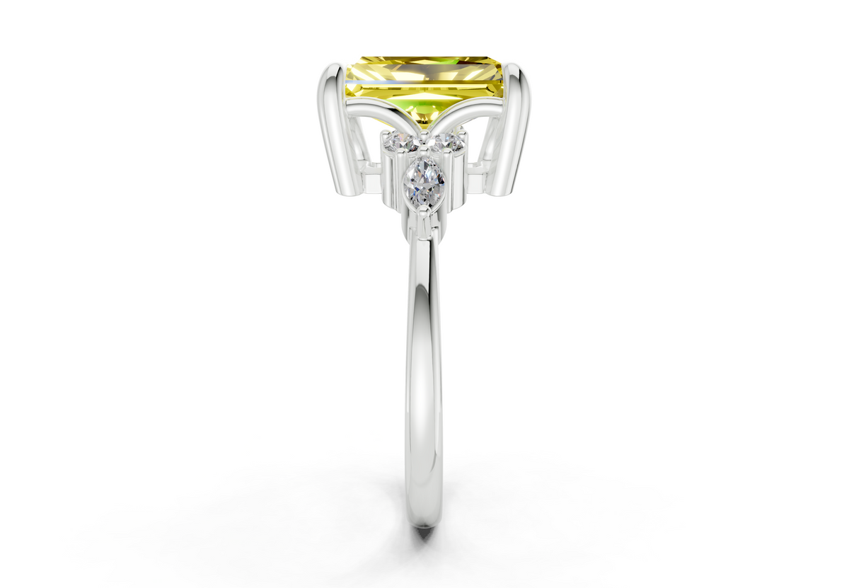 Lyra Yellow Diamond Accent Radiant Cut 1.8mm Engagement Ring