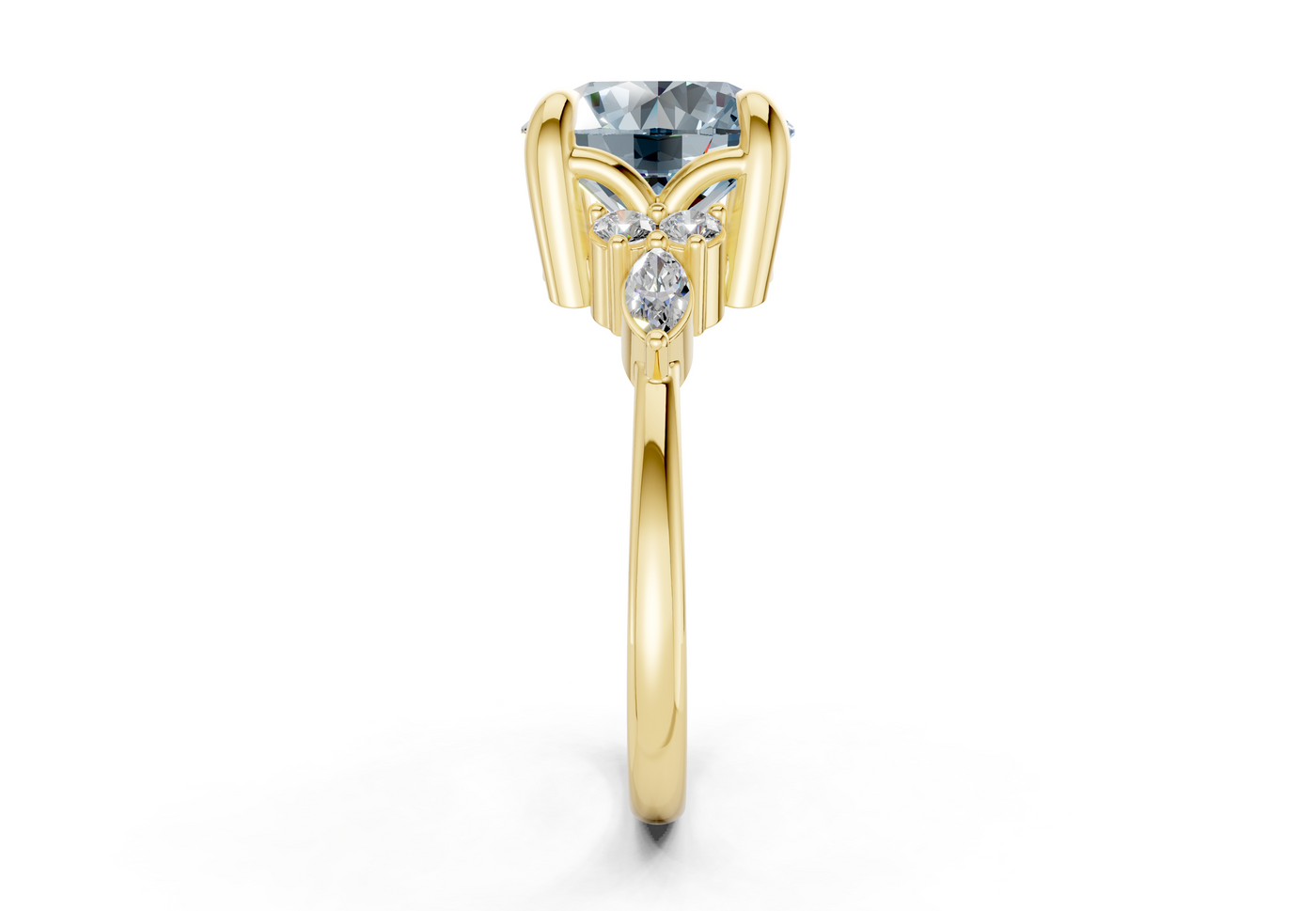 Lyra Blue Diamond Accent Round Cut 2mm Engagement Ring