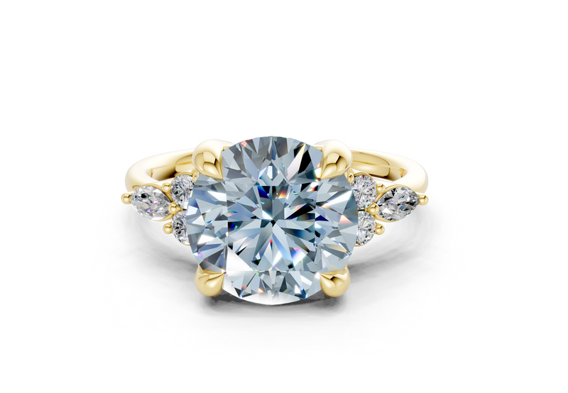 Lyra Blue Diamond Accent Round Cut 2.3mm Engagement Ring