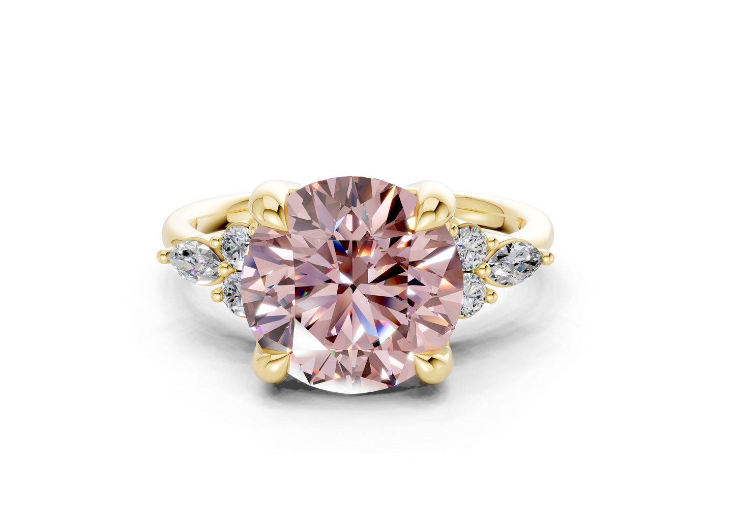 Lyra Pink Diamond Accent Round Cut 2.3mm Engagement Ring