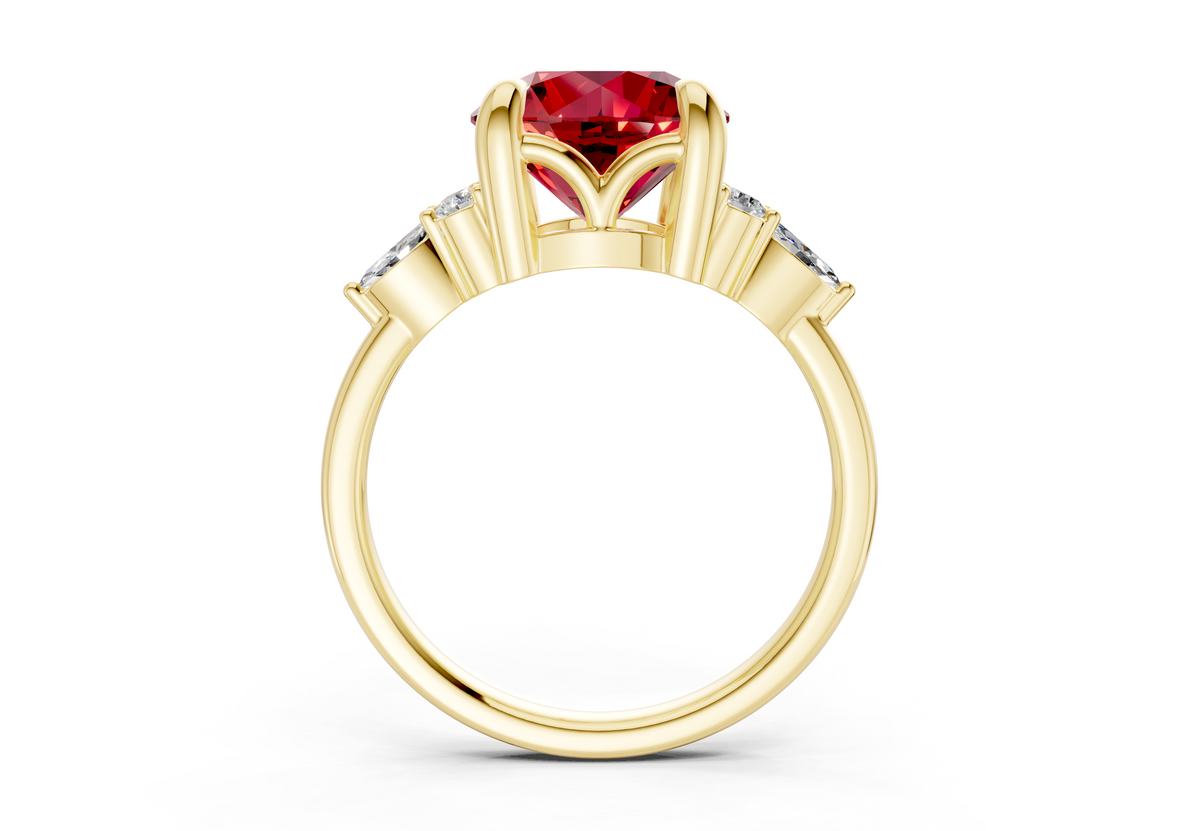 Lyra Ruby Gemstone Accent Round Cut 2.3mm Engagement Ring