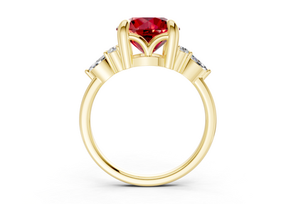Lyra Ruby Gemstone Accent Round Cut 1.8mm Engagement Ring
