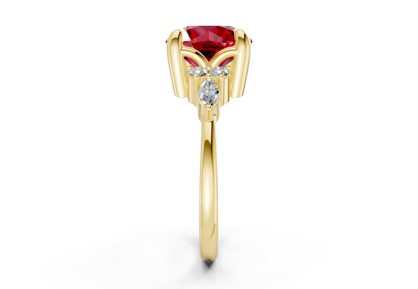 Lyra Ruby Gemstone Accent Round Cut 2mm Engagement Ring
