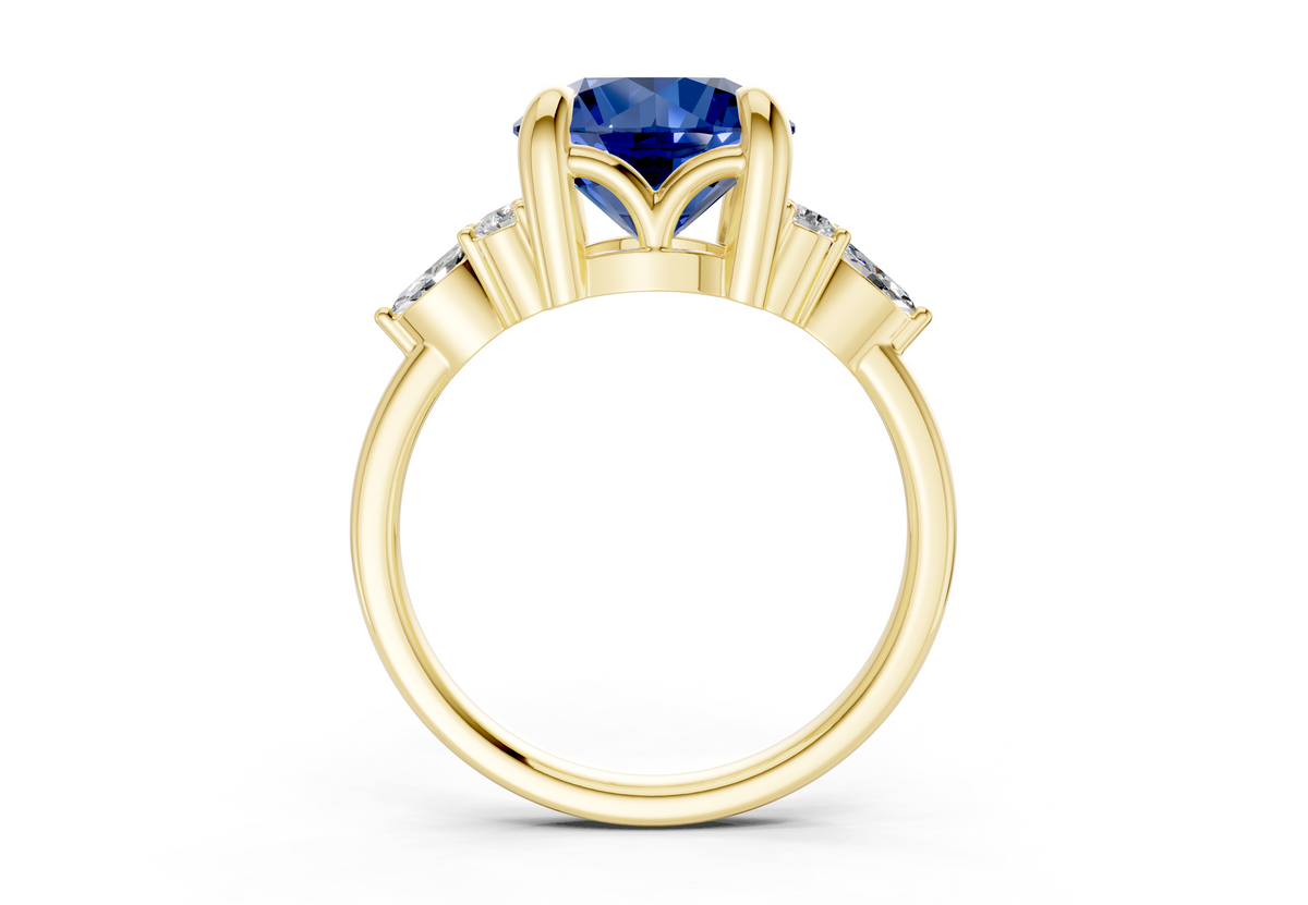 Lyra Sapphire Gemstone Accent Round Cut 1.8mm Engagement Ring