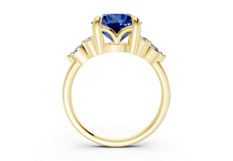 Lyra Sapphire Gemstone Accent Round Cut 2.3mm Engagement Ring